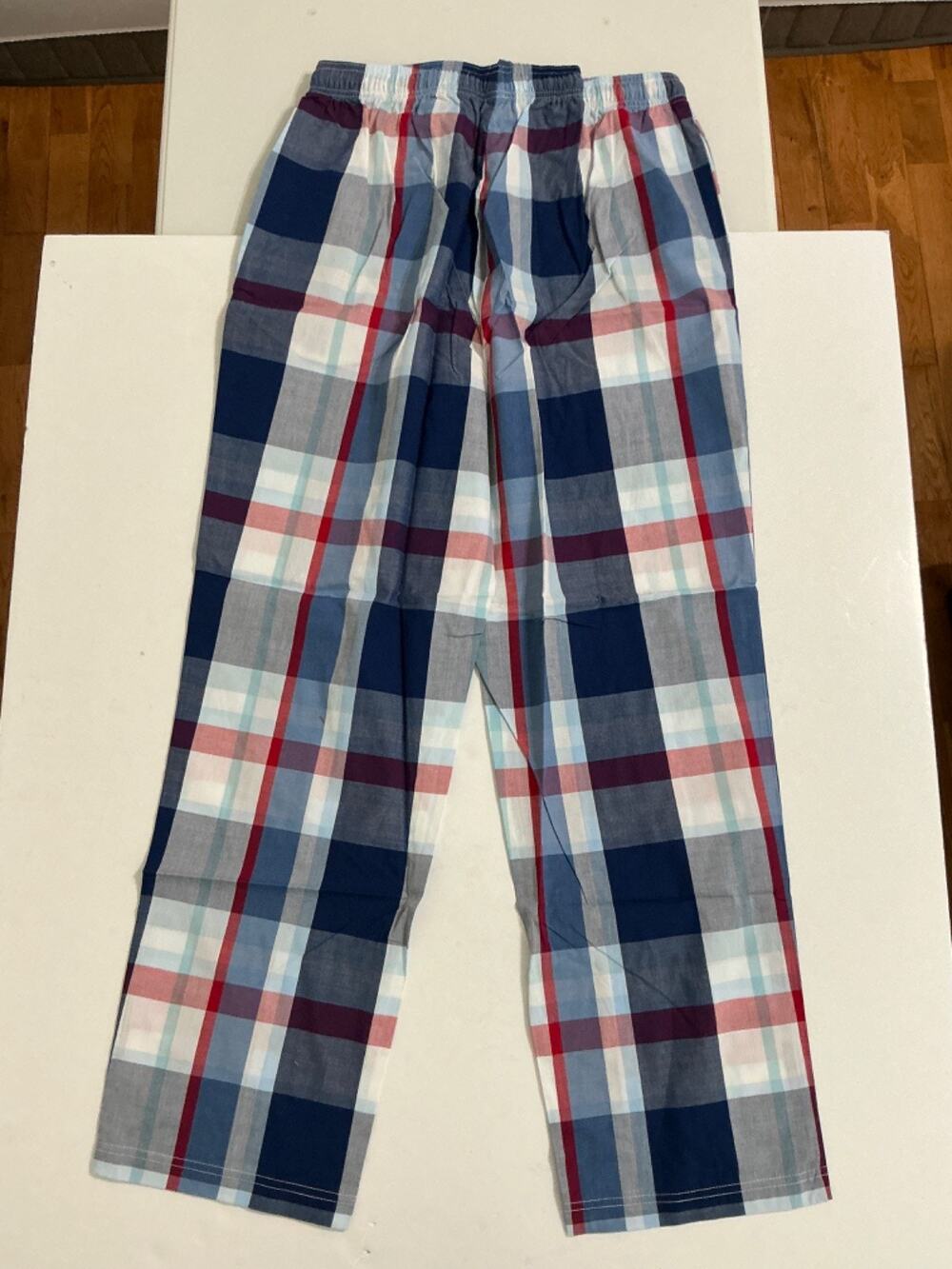 Nautica Sleepwear Men's Pajama Pants Medium Blue Depths Plaid 100% Cotton NWT